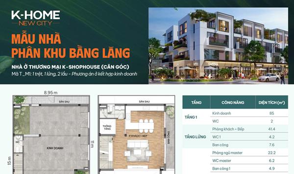 Mẫu thiết kế nhà tại phân khu Bằng Lăng K-Home New City